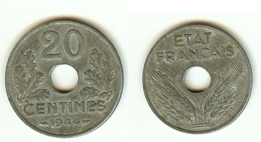 20 Centimes French state 1944  EF+